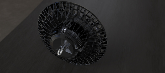 Lumière élevée de baie d'UFO LED de logement de noir de Dualrays 150W HB5 pour le CERT de RoHS de la CE de centre d'exposition