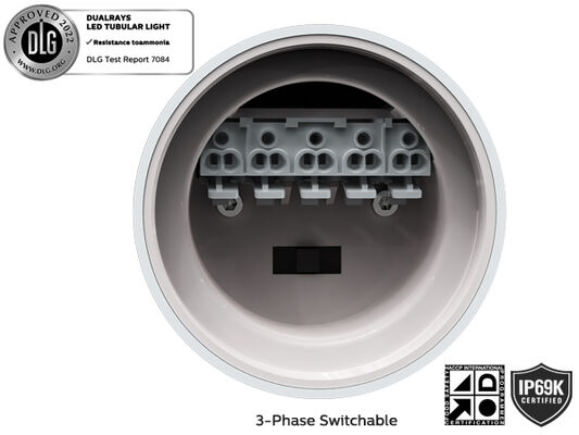 0.6m 20W IP69K IK10 TB7 LED Tubular Light spécialement pour les usines de transformation alimentaire, les installations chimiques, les entrepôts stables pour animaux, le lavage de voiture
