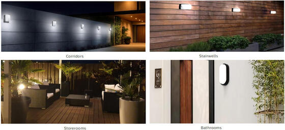 8W Bulk Head LED Porch Light avec fonction d'urgence et capteur de mouvement IP65