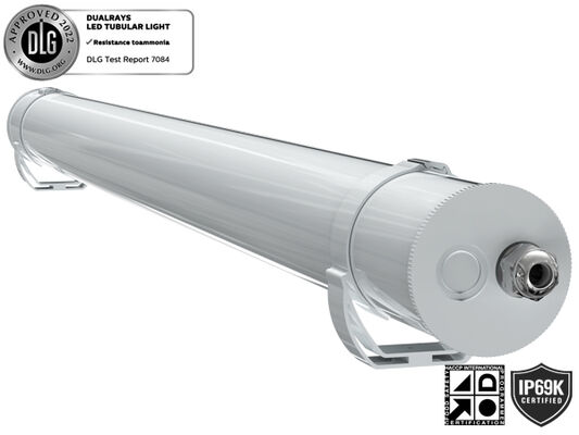 Lampe tubulaire LED marine 1,5 m 60 W IP69K IK10 MTB7 pour quais et passages avec 3 ou 5 passages de câblage connectables et alimentation commutable DIP/3CCT/changement triphasé