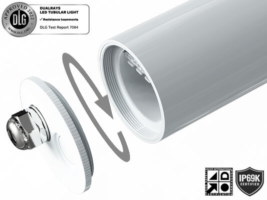 Lampe tubulaire LED marine 1,5 m 60 W IP69K IK10 MTB7 pour quais et passages avec 3 ou 5 passages de câblage connectables et alimentation commutable DIP/3CCT/changement triphasé