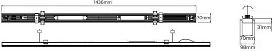 Lumière linéaire LED commutable DIP, 1436mm, 25W-75W, clic rapide, avec 160LPW, pour remplacement fluorescent T5/T8