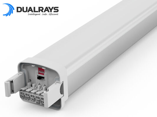Lampe LED DUALRAYS D5 résistante à l'humidité avec alimentation commutable DIP/efficacité 3CCT 160LPW avec embout à pression rapide pour une installation facile, plateau en option à engrenage coulissant pour un remplacement et un entretien faciles