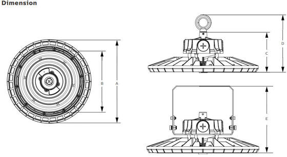 Alimentation commutable DUALRAYS HB2 DIP et éclairage Highbay LED UFO 3CCT avec seuil de lumière du jour | Capteur micro-ondes avec seuil de lumière du jour ou récolte de la lumière du jour | Urgence en option