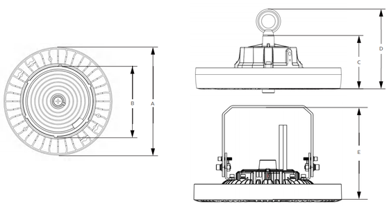 IES LDT 100W 150W 200W DUALRAYS ÉCLAIRANT HB4H UFO LED High Bay Light IP65 IK08 150lm/W CE RoHS Capteur en option