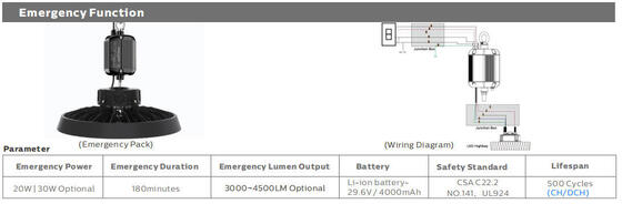 200lm/W IP66 IK08 ENEC RG1 Aluminium pour DUALRAYS LIGHTING HB5 High Bay Light 200W 1-10V 120-277V Dimmable Entrepôt Usine Logistique Hall 100000h
