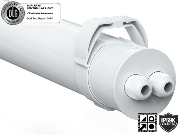 IP69K IP66 TB7 Super LED Tubular Light avec alimentation commutée par DIP / 3CCT / 3 phases et câblage 3/5