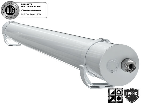 Lampe tubulaire LED marine 1,5 m 60 W IP69K IK10 MTB7 pour quais et passages avec 3 ou 5 passages de câblage connectables et alimentation commutable DIP/3CCT/changement triphasé
