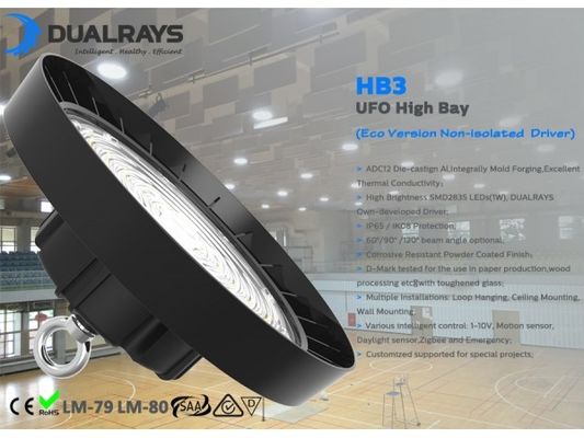 Bonne lumière élevée Bell 100W 140LPW IP65 de baie d'UFO de dissipation thermique 50000 heures de durée