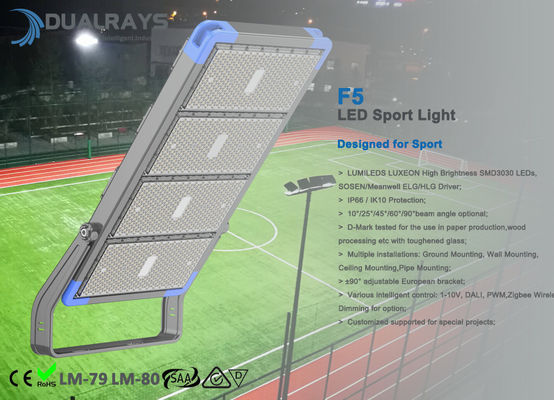 500W région de champ de sport en plein air de l'intense luminosité IP66 allumant la lumière d'inondation élevée du mât LED
